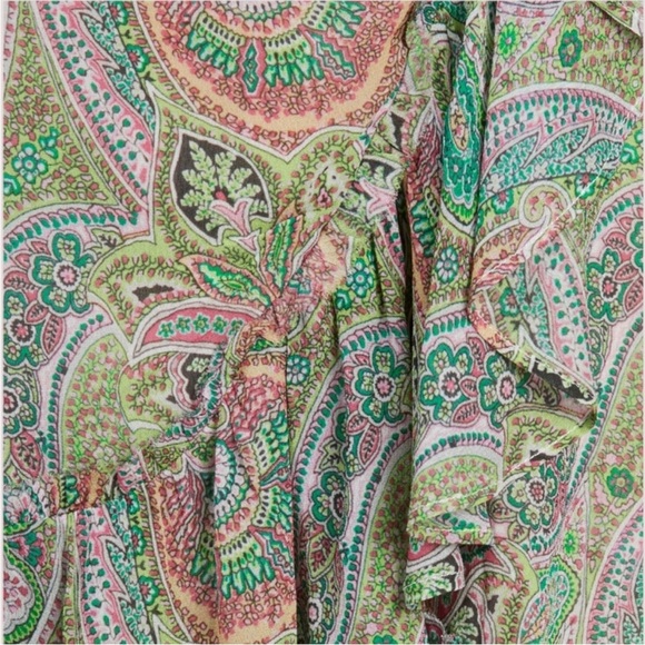 ALL SAINTS Zina Shahmina Paisley Floral Ruffle Wrap Style Spring Mini Dress - Picture 2 of 11